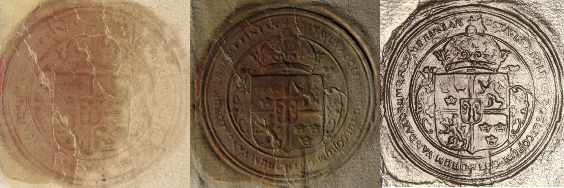 This version shows the original seal side-by-side with the ones rendered with RTI and the viewer.
