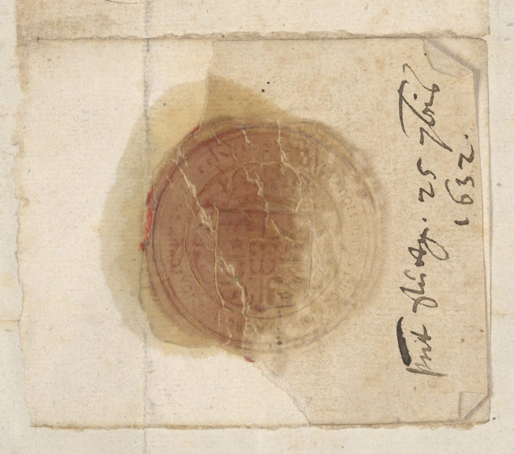 Digital image of a seal from a manuscript from 1632 held in RBSCP (without using RTI).